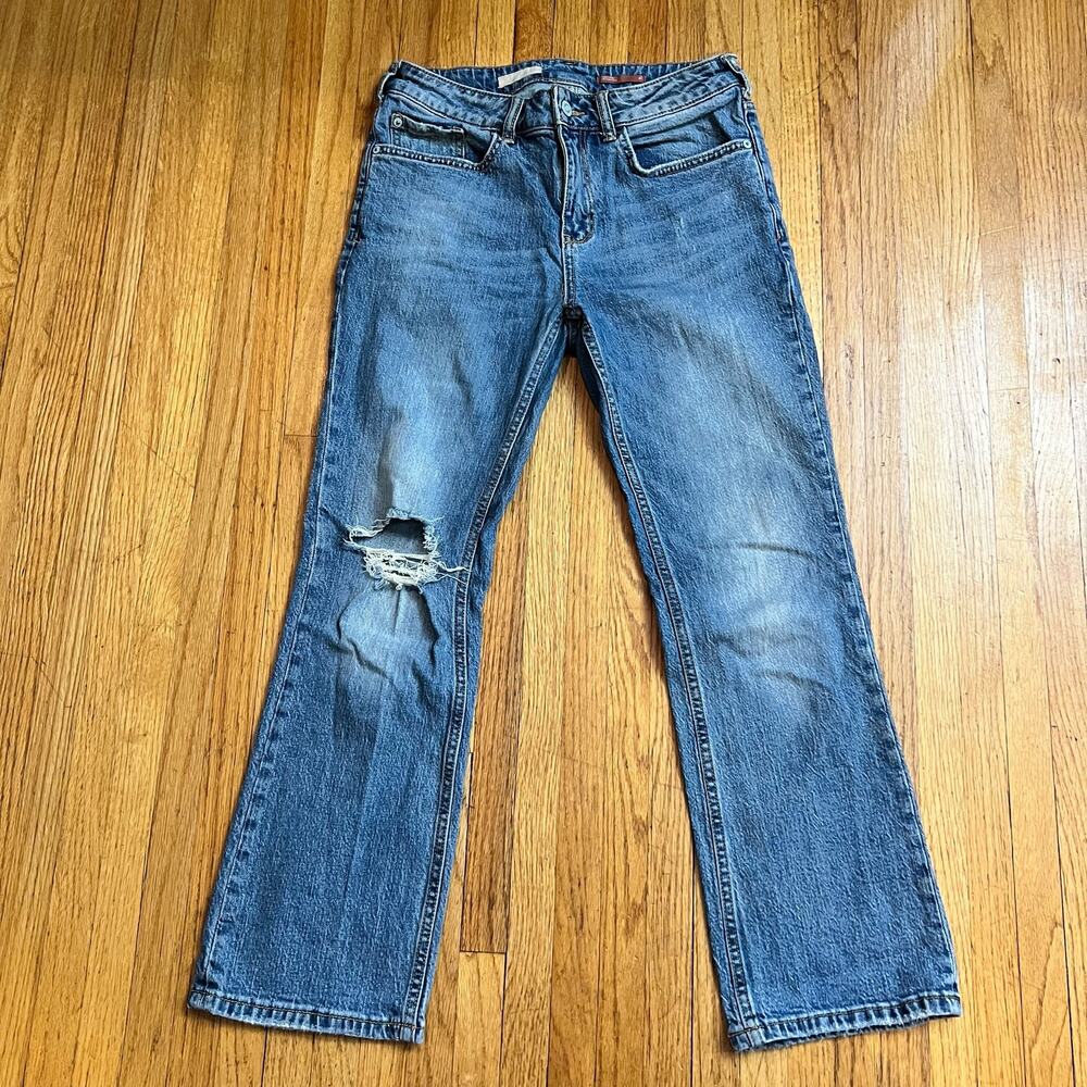 Pilcro Anthropologie Jeans Womens 27 Straight Distressed Blue Pants Crop